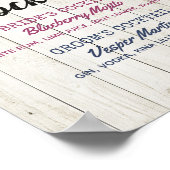 の結婚シグネチャードリンクメニュー多肉質素朴木材 ポスター (角)