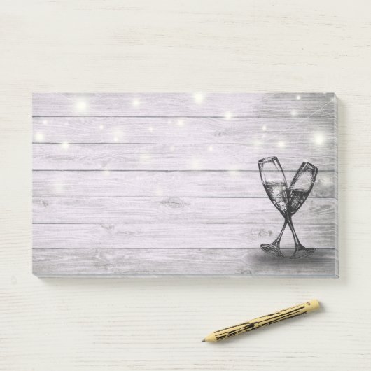 の結婚シャンパングラス弦ライトウッド素朴 ポストイット (デスク)