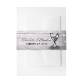 の結婚シャンパングラス素朴ウッドストリングライト 招待状ベリーバンド