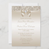 の結婚シャンパンセクイン、ボウ&ダイヤモンド 招待状 (裏面)