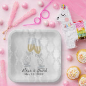 の結婚シャンパントーストオンダマスク ペーパープレート (パーティー)