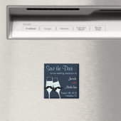 の結婚シャンパントースト日付を保存 マグネット (インサイチュ (食洗機))