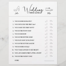 の結婚シューゲームの質問紙白黒