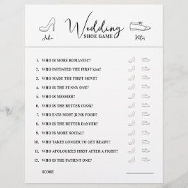 の結婚シューゲームの質問紙白黒