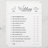 の結婚シューゲームの質問紙白黒 (正面/裏面)