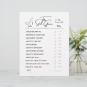 の結婚シューゲームの質問紙白黒 (スタンド正面)