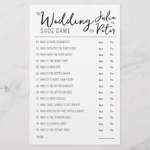 の結婚シューゲームの質問紙白黒