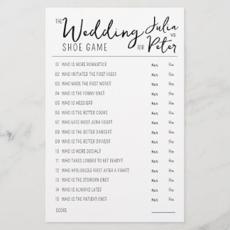 の結婚シューゲームの質問紙白黒