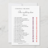 の結婚シューゲームバチェロレッテゲームカード 案内状 (正面)