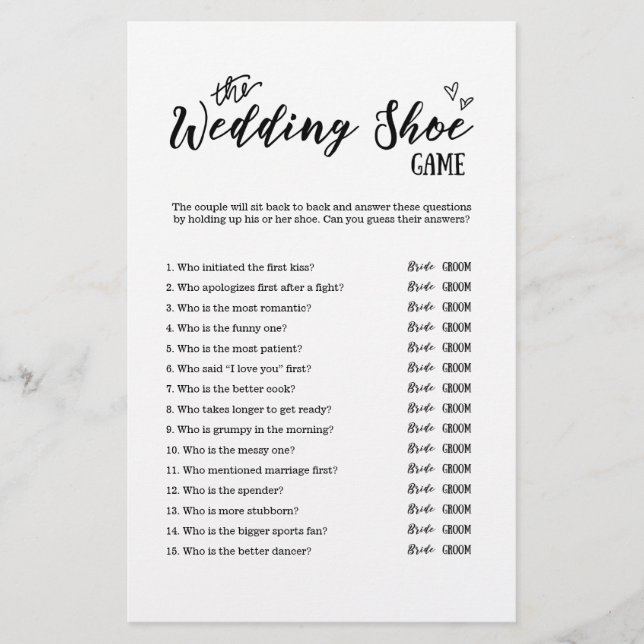 の結婚シューゲーム結婚またはブライダルシャワー (正面)