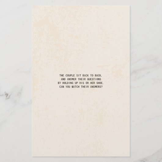 の結婚シューゲーム花嫁または花婿の素朴紙 (裏面)