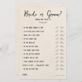 の結婚シューゲーム花嫁または花婿の素朴紙 (正面/裏面)