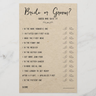 の結婚シューゲーム花嫁または花婿の素朴紙