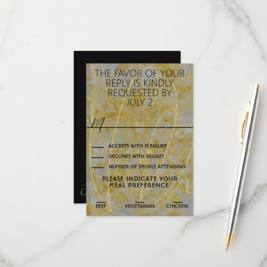 の結婚シルバーライニングRSVPカード 出欠カード (正面/裏面インサイチュ)