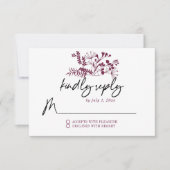 の結婚シンプルモダンBurgundy RSVPカード (正面)