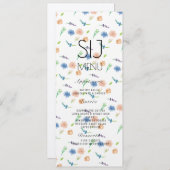 の結婚シンプル植物水彩色ディナーメニュー シーズンカード (正面/裏面)