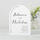 の結婚シンプル黒と白のアーチ 招待状 (スタンド正面)