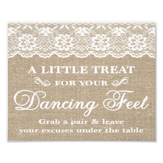 の結婚シンボルや象徴- Burlap & Lace -踊り足- フォトプリント (正面)