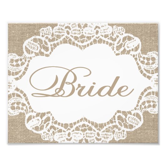 の結婚シンボルや象徴- Burlap & Lace - Bride - フォトプリント (正面)