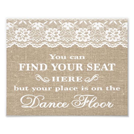 の結婚シンボルや象徴- Burlap & Lace - Find Your Seat - フォトプリント (正面)