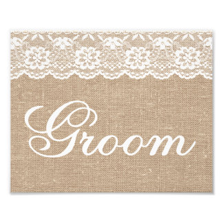 の結婚シンボルや象徴- Burlap & Lace - Groom - フォトプリント