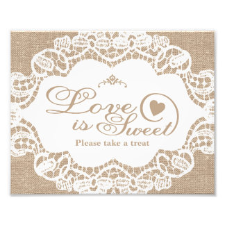 の結婚シンボルや象徴- Burlap & Lace - Love is Sweet - フォトプリント