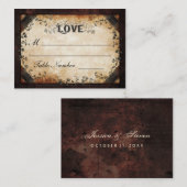 の結婚シーティングカード – ブラウンゴシックのハロウィーンLOVE プレイスカード (正面/裏面)