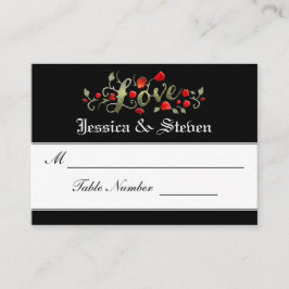 の結婚シーティングカード – LOVE Red Roses Matching プレイスカード
