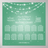 の結婚シーティングチャートきらめくチェインミントグリーン ポスター (正面)