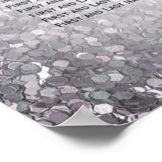 の結婚シーティングチャートのシルバーグリッター ポスター (角)