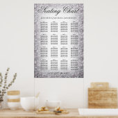 の結婚シーティングチャートのシルバーグリッター ポスター (キッチン)