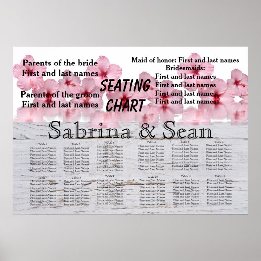 の結婚シーティングチャートの半分と半分のデザイン ポスター (正面)