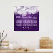 の結婚シーティングチャートの輝きと輝く紫 ポスター (キッチン)