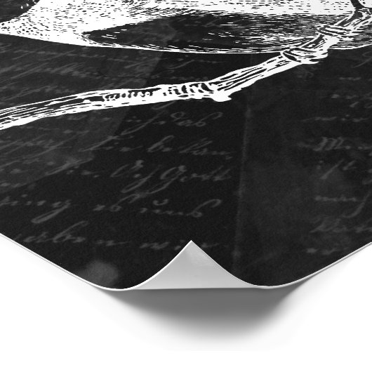 の結婚シーティングチャートは鳥を愛する黒 ポスター (角)