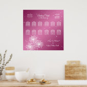 の結婚シーティングチャート夏の輝くバラピンク ポスター (キッチン)