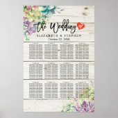 の結婚シーティングチャート多肉植物素朴木 ポスター (正面)