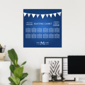 の結婚シーティングチャート愛Bunting Monogram Blue ポスター (ホームオフィス)
