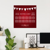 の結婚シーティングチャート愛Bunting Monogram Red ポスター (ホームオフィス)