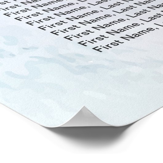 の結婚シーティングチャート水彩フローラと羽毛 ポスター (角)