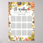 の結婚シーティングチャート秋のカエデ葉カボチャン ポスター (正面)