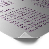 の結婚シーティングチャート蝶の紫の輝き ポスター (角)