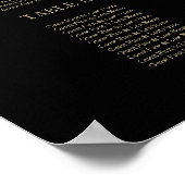 の結婚シーティングチャート記号シック金ゴールドブラック ポスター (角)