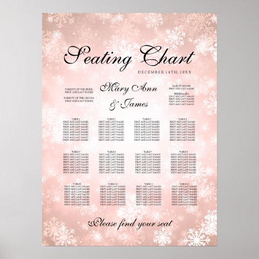 の結婚シーティングチャート銅の冬ワンダーランド ポスター (正面)