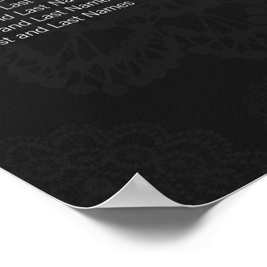 の結婚シーティングチャート鍵をハートブラックに ポスター (角)