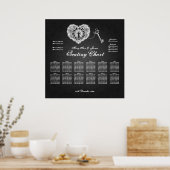 の結婚シーティングチャート鍵をハートブラックに ポスター (キッチン)