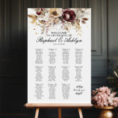 の結婚シーティングチャート11テーブル、バーガンディ牡丹 ポスター