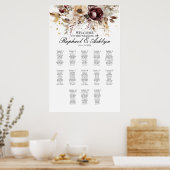 の結婚シーティングチャート13テーブル、バーガンディ牡丹 ポスター (キッチン)