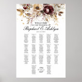 の結婚シーティングチャート17テーブル、バーガンディ牡丹 ポスター (正面)