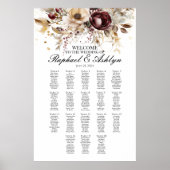 の結婚シーティングチャート18テーブル、バーガンディ牡丹 ポスター (正面)