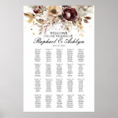 の結婚シーティングチャート20テーブル、バーガンディ牡丹 ポスター (正面)